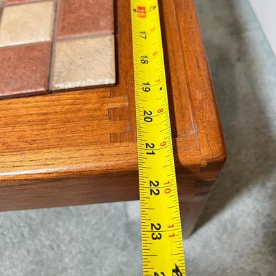 Vintage Tile Top Chesa Checkers Table Drawer Game Pieces