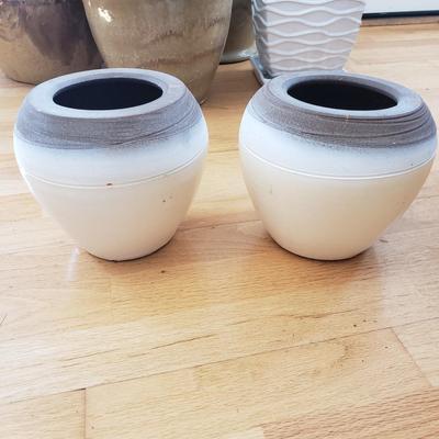 Nine Glazed Pottery Flower Pots and More (DR-KD)