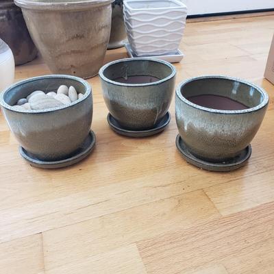 Nine Glazed Pottery Flower Pots and More (DR-KD)