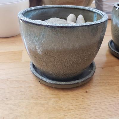 Nine Glazed Pottery Flower Pots and More (DR-KD)