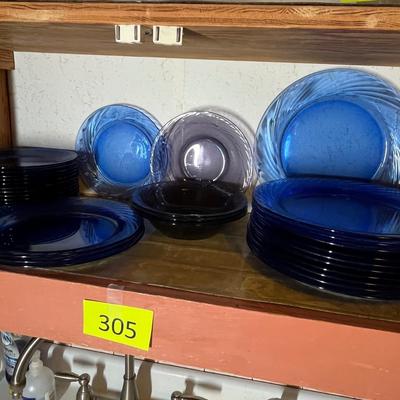 Lot 305 Cobalt Glass dinnerware