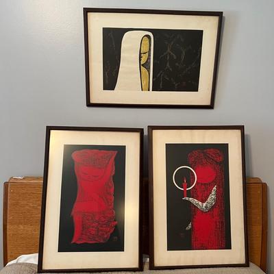 3 Framed KAORU KAWANO (Japan, 1926-1989) Woodblock Prints