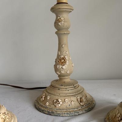 Three Matching Metal Floral Lamps (PB-DZ)