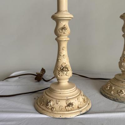 Three Matching Metal Floral Lamps (PB-DZ)