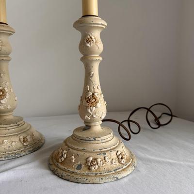 Three Matching Metal Floral Lamps (PB-DZ)