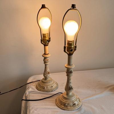 Three Matching Metal Floral Lamps (PB-DZ)