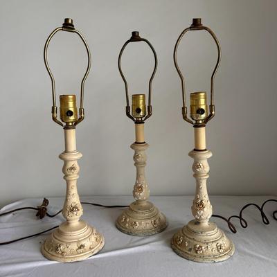 Three Matching Metal Floral Lamps (PB-DZ)