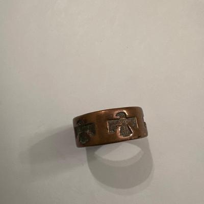 Vintage copper raven ring