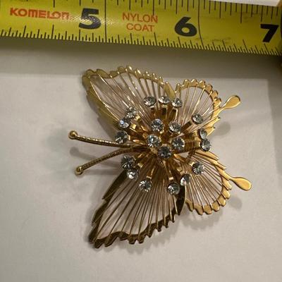 Vintage rhinestone butterfly brooch