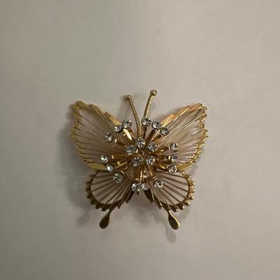 Vintage rhinestone butterfly brooch