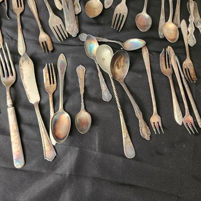 Large lot of Silverplate Flatware Forks Spoons Knives