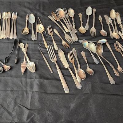 Large lot of Silverplate Flatware Forks Spoons Knives