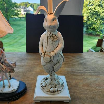 2 Table Lamps Rabbit , Woman in rain