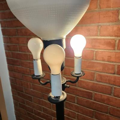 Vintage Torchiere Floor lamp Metal with Glass Base 3 way Mogul Center