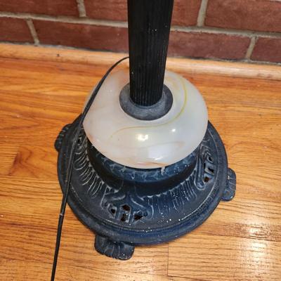 Vintage Torchiere Floor lamp Metal with Glass Base 3 way Mogul Center