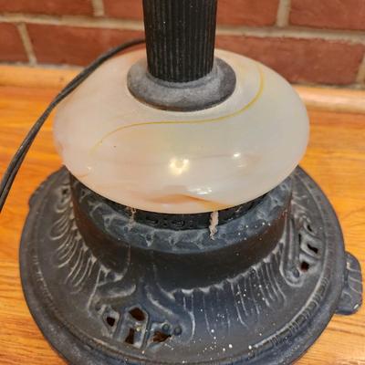 Vintage Torchiere Floor lamp Metal with Glass Base 3 way Mogul Center