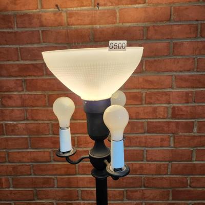 Vintage Torchiere Floor lamp Metal with Glass Base 3 way Mogul Center