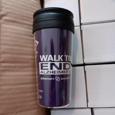A CASE OF NEW TRAVEL CUPS SUPPORTING THE WALK FOR ALZHEIMER'S