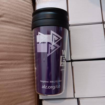 A CASE OF NEW TRAVEL CUPS SUPPORTING THE WALK FOR ALZHEIMER'S