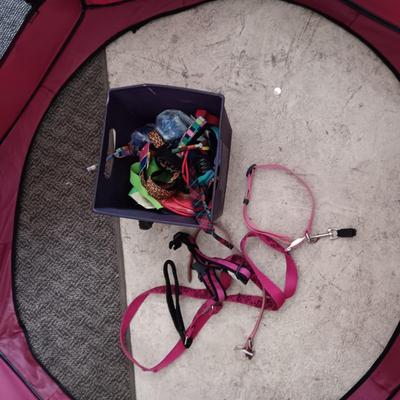 SMALL DOG/PUPPY PLAY PEN PLUS DOG COLLARS & LEASHES