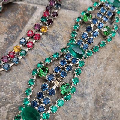 Vintage Colored Rhinestone Bracelets (2)