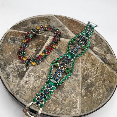 Vintage Colored Rhinestone Bracelets (2)
