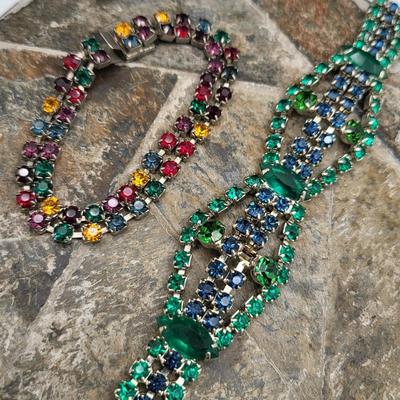 Vintage Colored Rhinestone Bracelets (2)