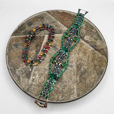 Vintage Colored Rhinestone Bracelets (2)