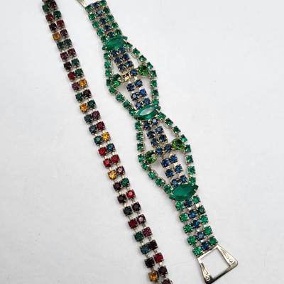 Vintage Colored Rhinestone Bracelets (2)