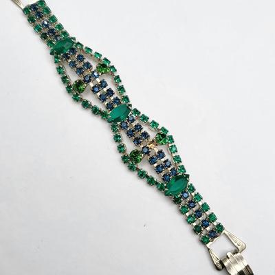 Vintage Colored Rhinestone Bracelets (2)