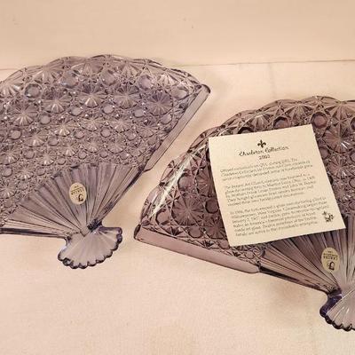 Lot #309 Lot of 2 Amethyst Fan shaped Fenton Dishes