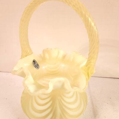 Lot #310 Fenton Art Glass Basket - Yellow overlay