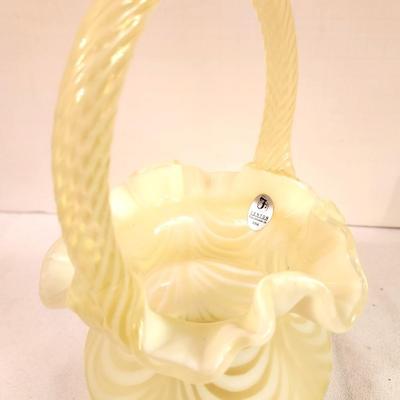 Lot #310 Fenton Art Glass Basket - Yellow overlay