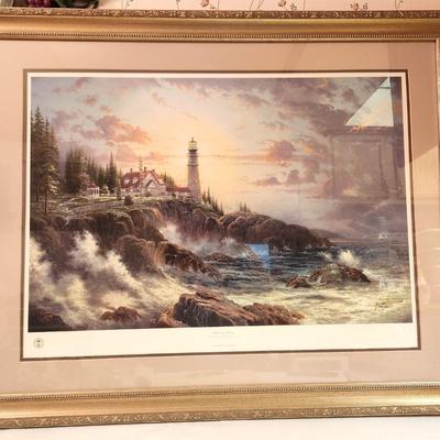 Lot #315 Framed Thomas Kincade Art Print "Clearing Storms" - limited edition
