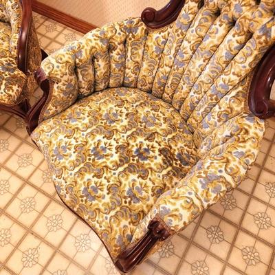 Lot #319 Pair of Parlor Chairs in the Victorian Style - 1940's