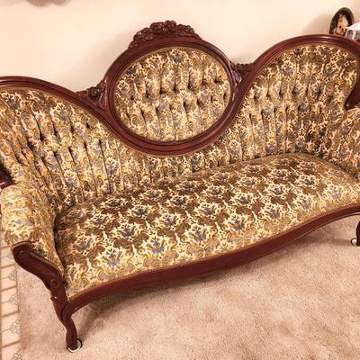 Lot #322 Vintage Medallion Backed Sofa in the Victorian Style