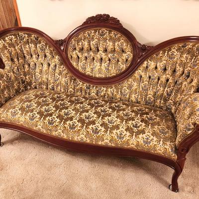 Lot #322 Vintage Medallion Backed Sofa in the Victorian Style