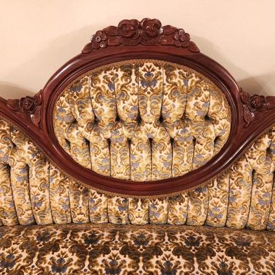 Lot #322 Vintage Medallion Backed Sofa in the Victorian Style