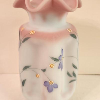 Lot #323 Pretty Fenton Art Glass Vase - Satin Finish