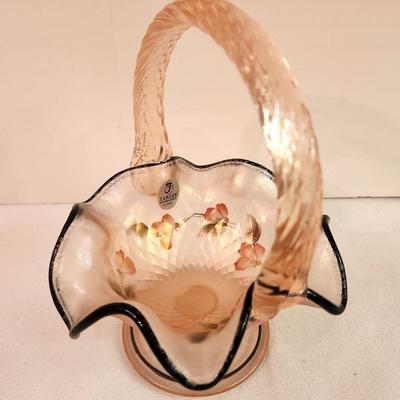 Lot #327 Pretty Fenton Art Glass Basket - 2002