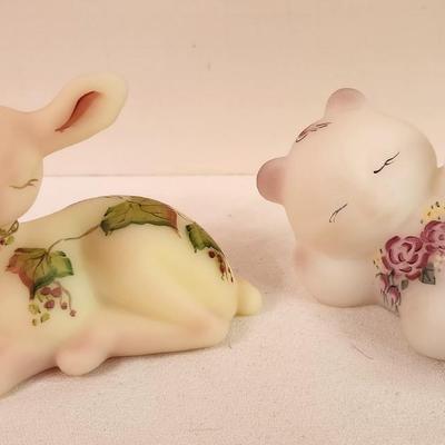 Lot #329 Lot of 2 Fenton Animal Figures - one GLOWS