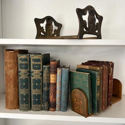 Antique Book Ends & Leather bound Books (LR-RG)