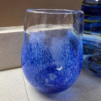 3 Hand Blown Glass Cups Glasses