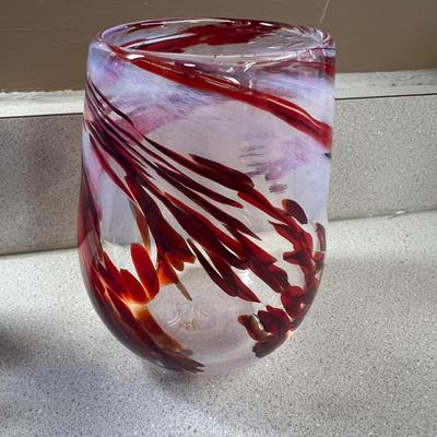 3 Hand Blown Glass Cups Glasses