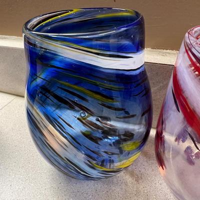 3 Hand Blown Glass Cups Glasses