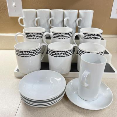 6 Kate Spade For Lenox Mugs, 6 Espresso Cups & Saucers
