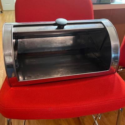 Vintage Pantry Queen Bread Box MCM Chrome Stainless Vented