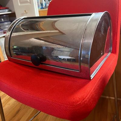 Vintage Pantry Queen Bread Box MCM Chrome Stainless Vented