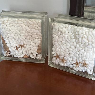 2 Square Glass Table Lamps