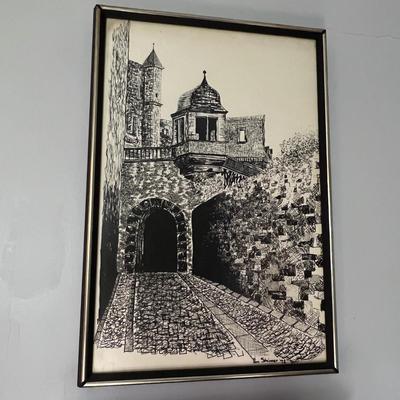 Original Pen & Ink Framed Art Drawing